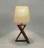 Catapult Wooden Table Lamp with Jute Shade & Brown Base