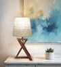 Catapult Wooden Table Lamp with Jute Shade & Brown Base