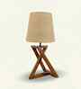 Catapult Wooden Table Lamp with Jute Shade & Brown Base