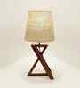 Catapult Wooden Table Lamp with Jute Shade & Brown Base