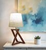 Catapult Wooden Table Lamp with Jute Shade & Brown Base