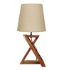 Catapult Wooden Table Lamp with Jute Shade & Brown Base