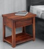 Evok Catherine Solid Wood Bedside Table in Walnut Finish with Drawer