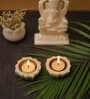 Catori White White Marble & Brass Tea Light Holder
