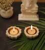 Catori White White Marble & Brass Tea Light Holder