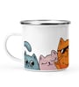Cats Enamel Printed White 350ml Stainless Steel Coffee Mug