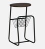 Cavos Metal End Table In Black Finish With Magazine Stand