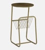 Cavos Metal End Table In Gold Finish With Magazine Stand