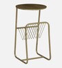 Cavos Metal End Table In Gold Finish With Magazine Stand