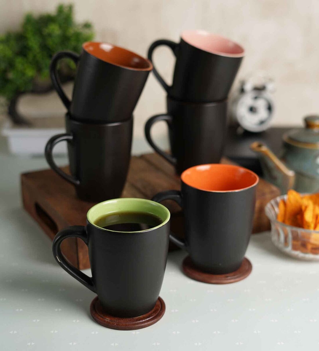 Buy Black 300ml Ceramic (Set Of 6) Coffee Mugs at 53% OFF by Cdi ...