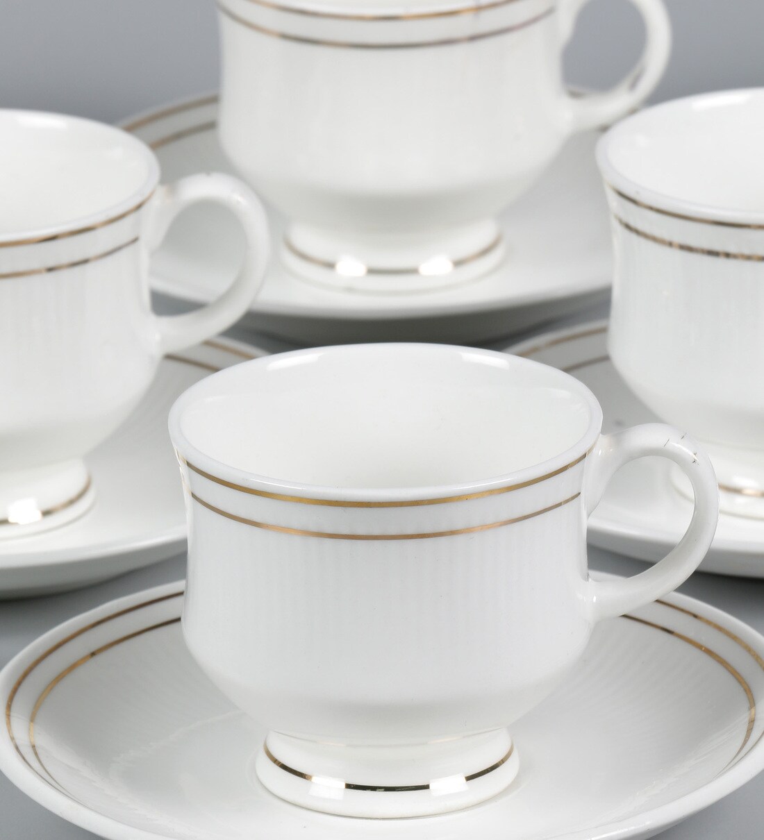 Buy 200 ML White Bone China Cups & Saucers Set of 6 by Cdi Online Tea