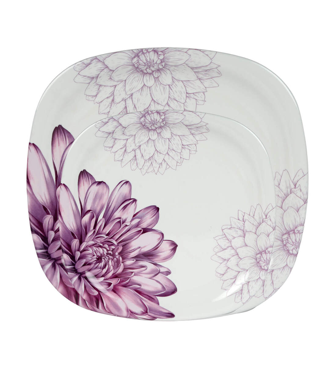 Buy White Melamine Square Shaped Floral Printed 18 Pcs Dinner Sets