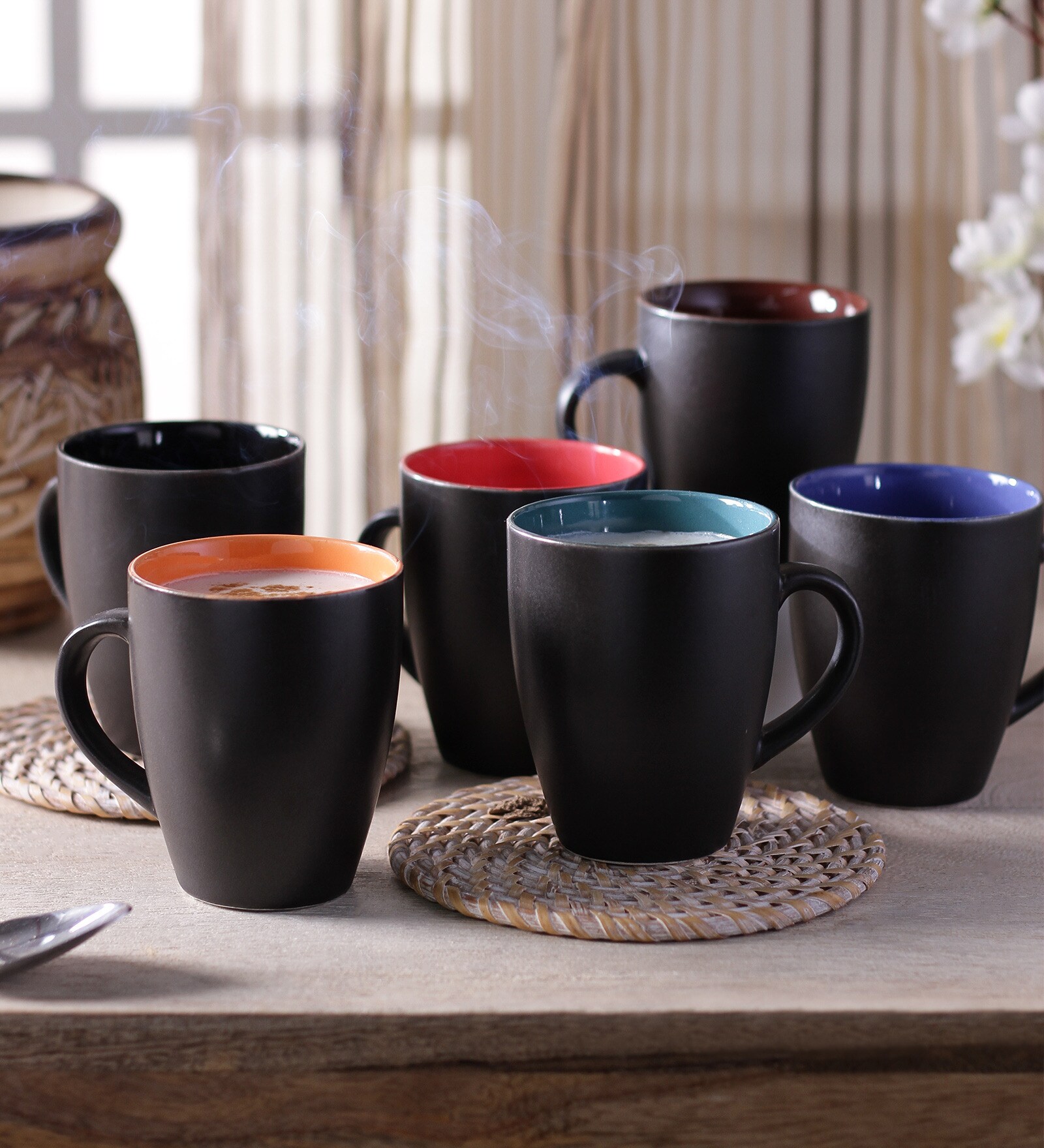 Sonata 250ml Black Stoneware (Set of 6) Coffee Mug