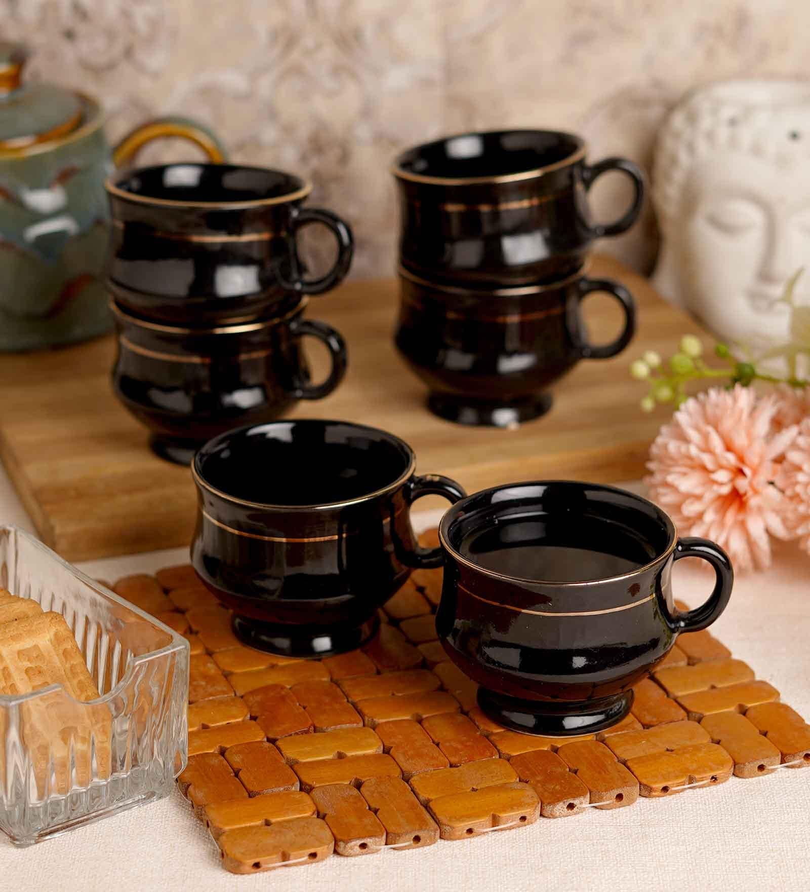 Buy Black Golden Line Printed (Set of 6) Tea Cups at 49 OFF by Cdi