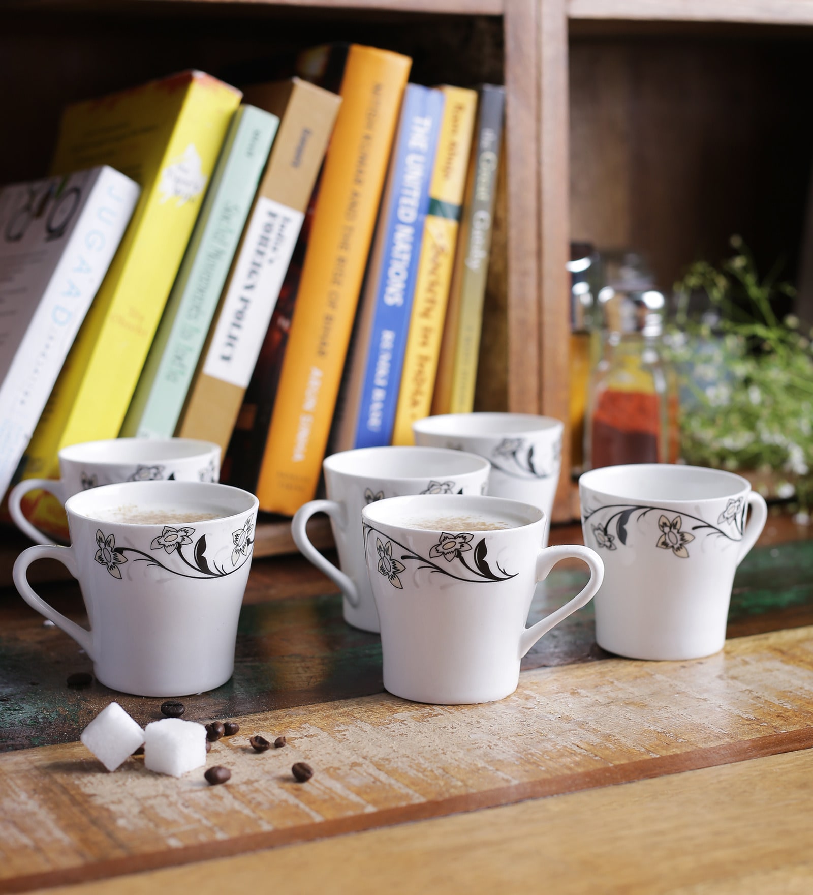 Dual Tone 150ml White Bone China (Set of 6) Tea Cups