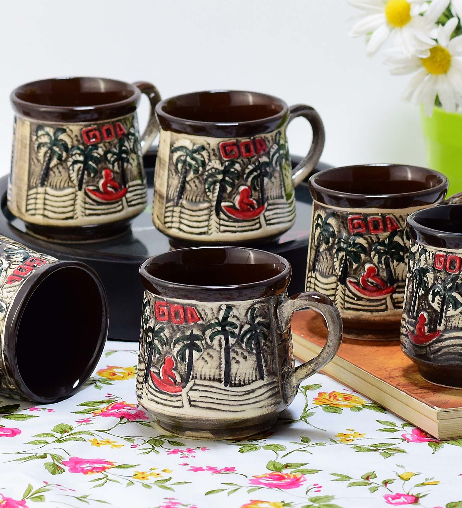 Plam 200ml Brown & Cream Ceramic (Set of 6) Coffee Mug