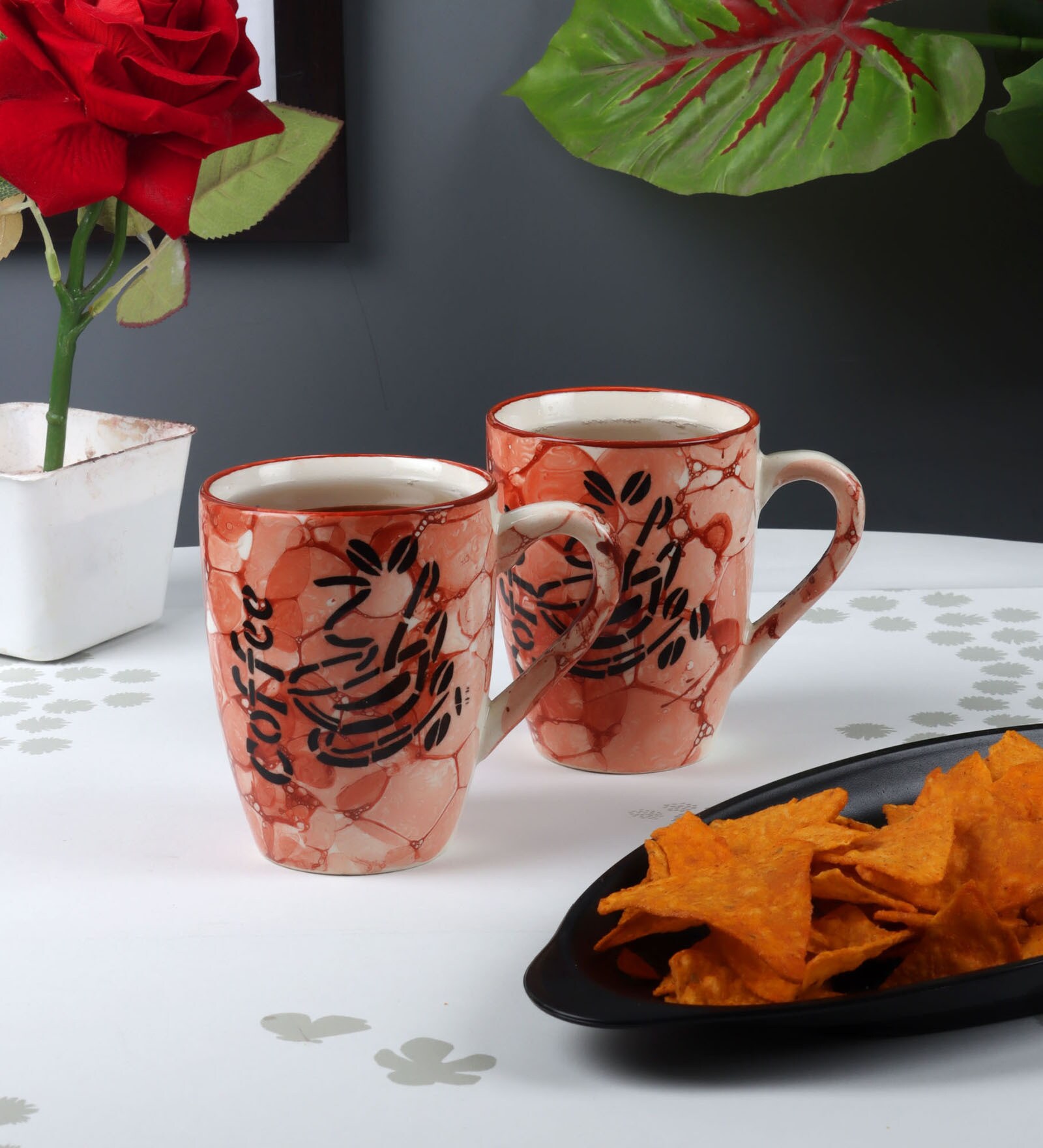 250 ML Orange Ceramic (Set of 7) Mugs