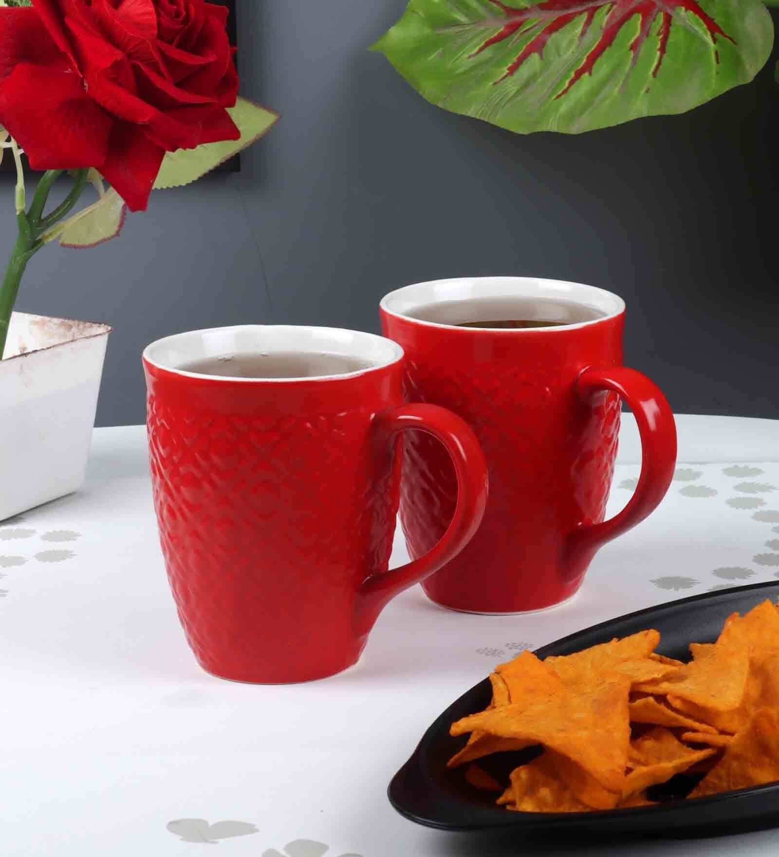 Red Mug Set Buy 250 ML Red Ceramic (Set of 6) Mugs at 58% OFF by Cdi | Pepperfry