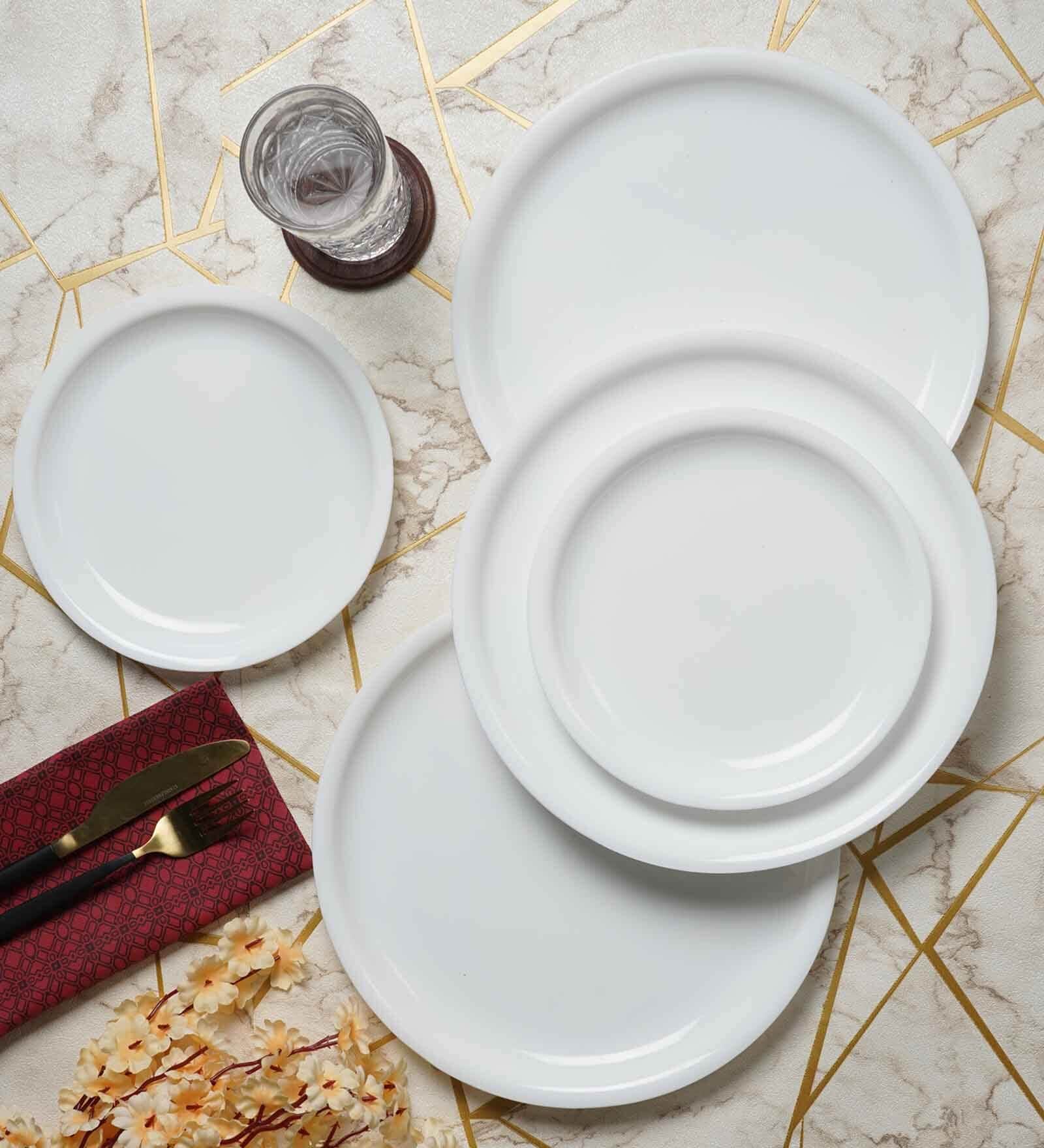White  Acrylic Melamine 12 Pcs Dinner Set