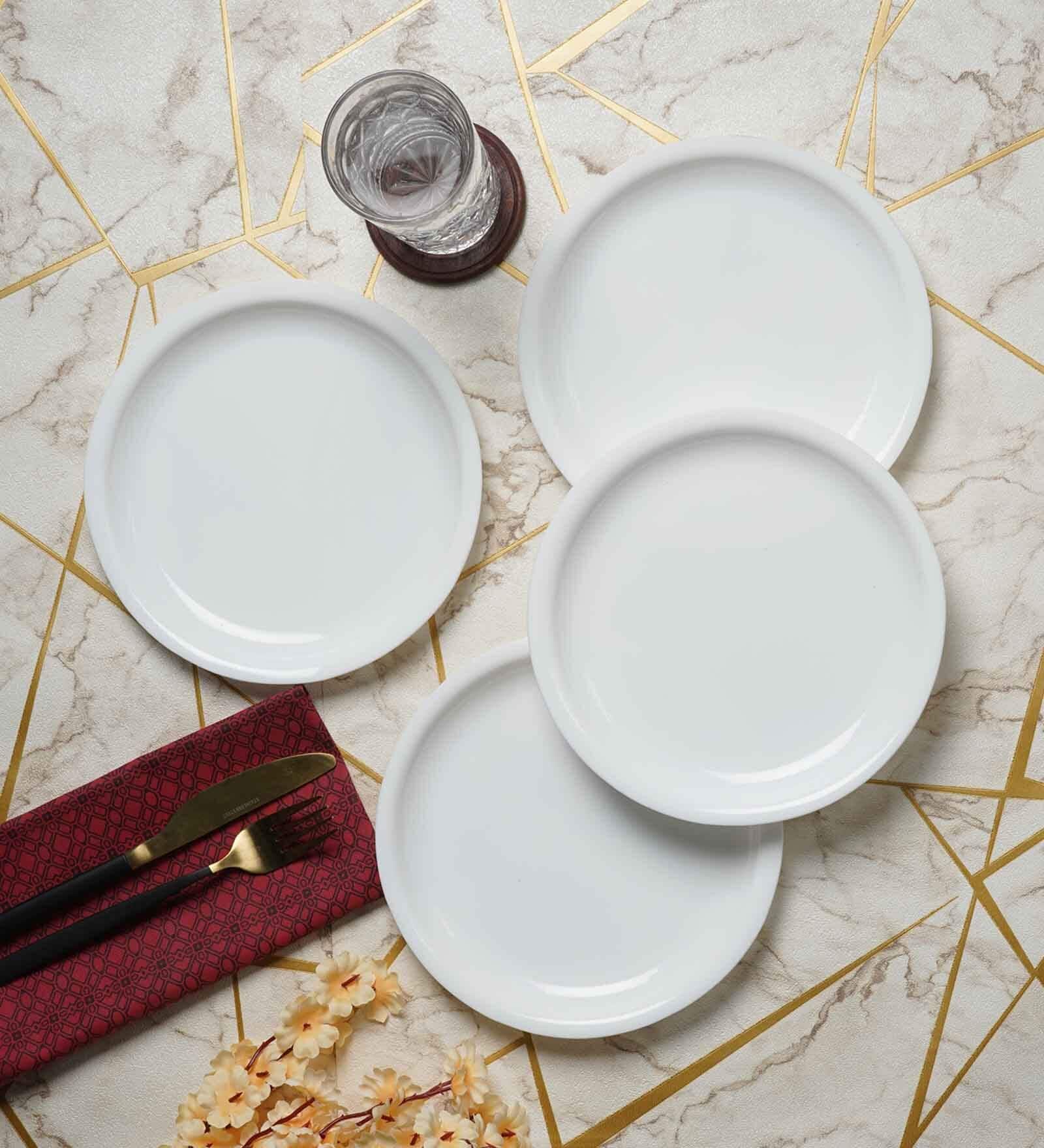 White  Melamine (Set Of 6) Quarter Plates