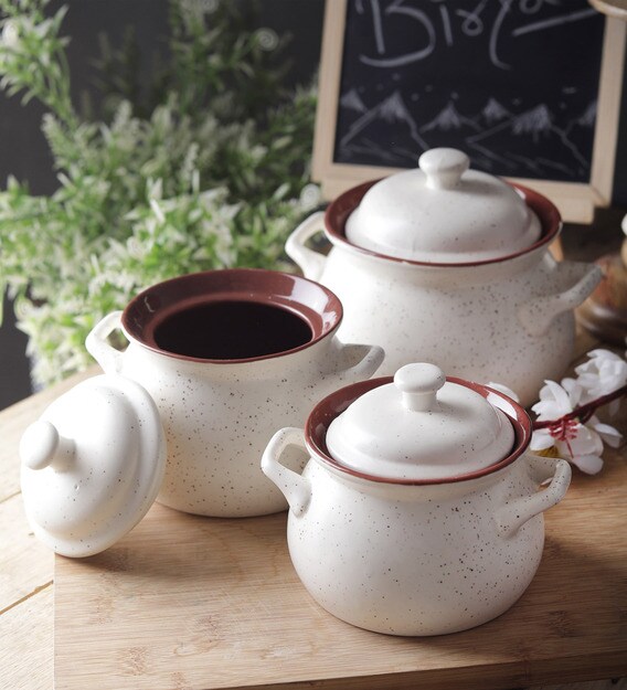 Buy 1 Litre Ceramic Serving Bowls Set of 3 by Cdi Online Serving Dishes Tableware Home