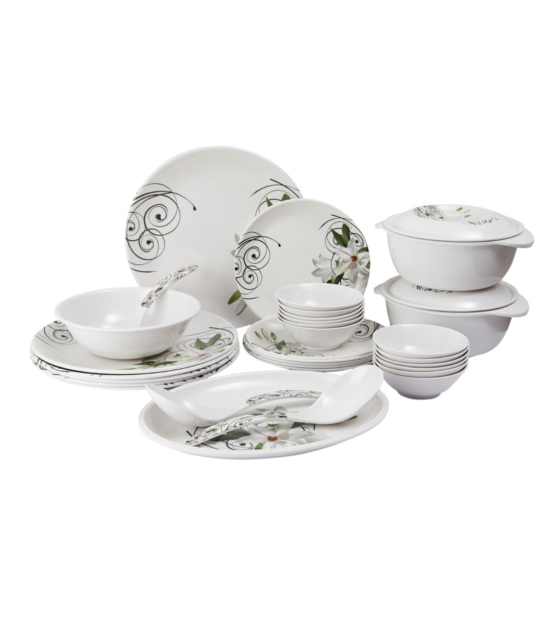 Buy Green Olives Print Melamine Dinner Set 33 Pieces By Cdi Online