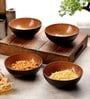 Black 300 ML Glass Textured 4 Pcs Serving Bowls