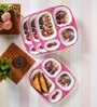 Pink Barbie Printed Melamine(Set of 4) Kids Plates