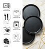 (Set Of 6) Black Collar Melamine Quarter Plates
