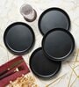 (Set Of 6) Black Collar Melamine Quarter Plates