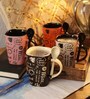 Classic 250ml Multicolor Ceramic (Set of 4) Coffee Mug with Spoon