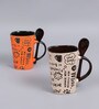 Classic 250ml Multicolor Ceramic (Set of 4) Coffee Mug with Spoon