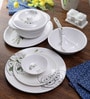 Flora 33 Pcs White & Grey Melamine Dinnerware Set