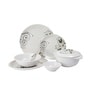 Flora 33 Pcs White & Grey Melamine Dinnerware Set