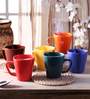 Square 200ml Multicolour (Set of 6) Stoneware Tea Cups