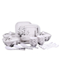 White & Black Square Shaped  Floral Double Coated Melamine  40 Pcs Dinner Set