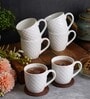 120 Ml White Bone China Embossed Geometric (Set of 6) Tea Cup