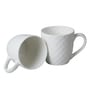 120 Ml White Bone China Embossed Geometric (Set of 6) Tea Cup