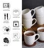 120 Ml White Bone China Embossed Geometric (Set of 6) Tea Cup