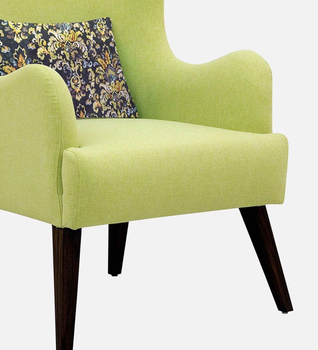 Buy Cecelia Fabric Wing Chair In Lime Green Colour at 7 OFF by