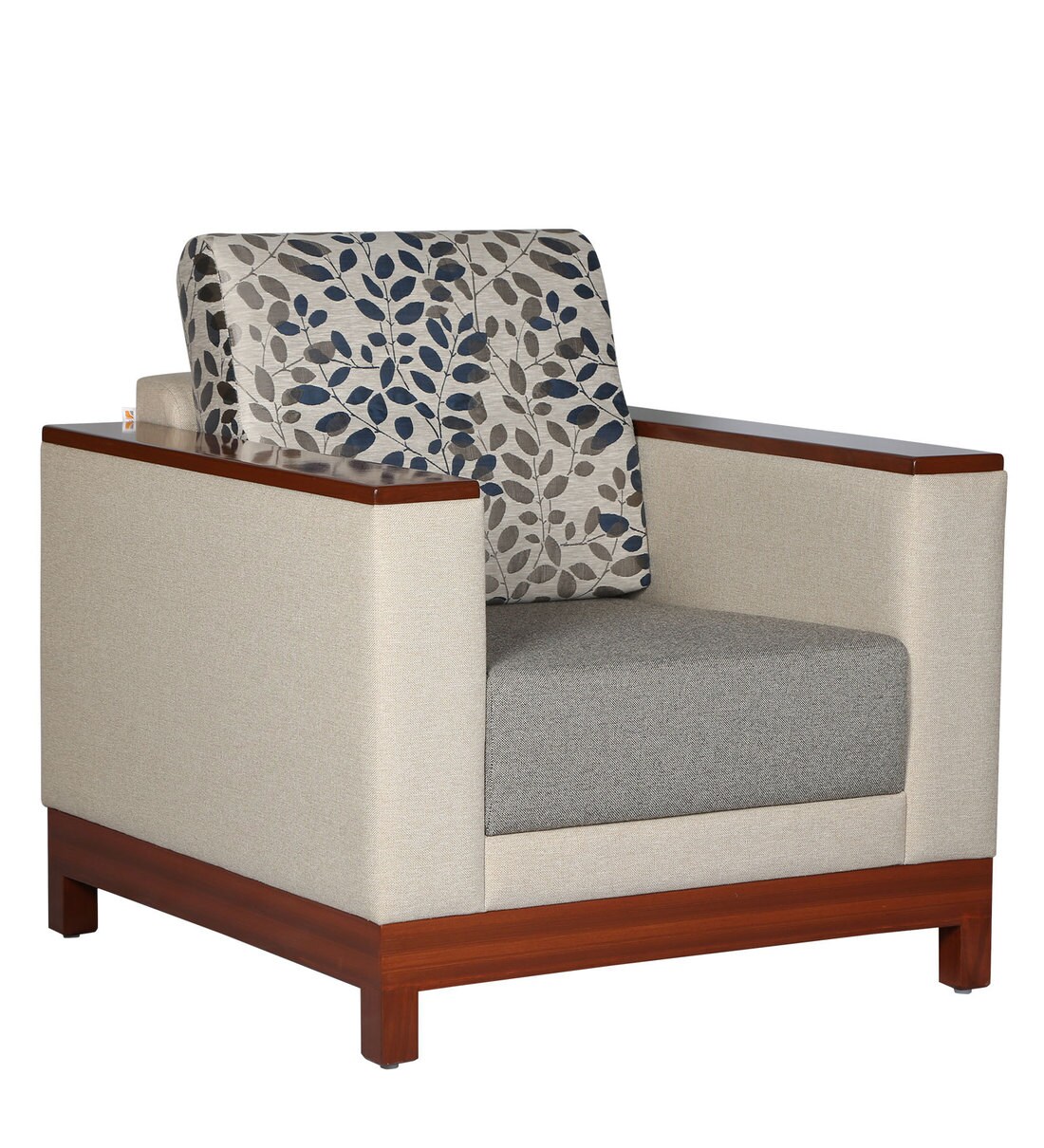 Buy Cedar One Seater Sofa in White and Grey Colour by SPNS Online