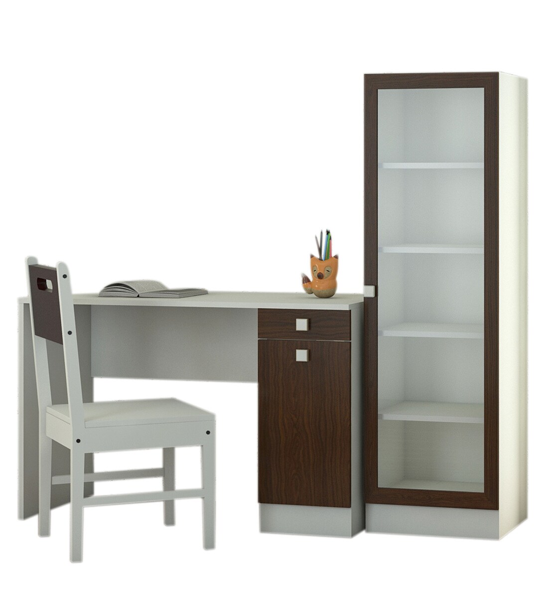 Buy Celestia Study Table with Bookcase and Chair in Coffee Walnut