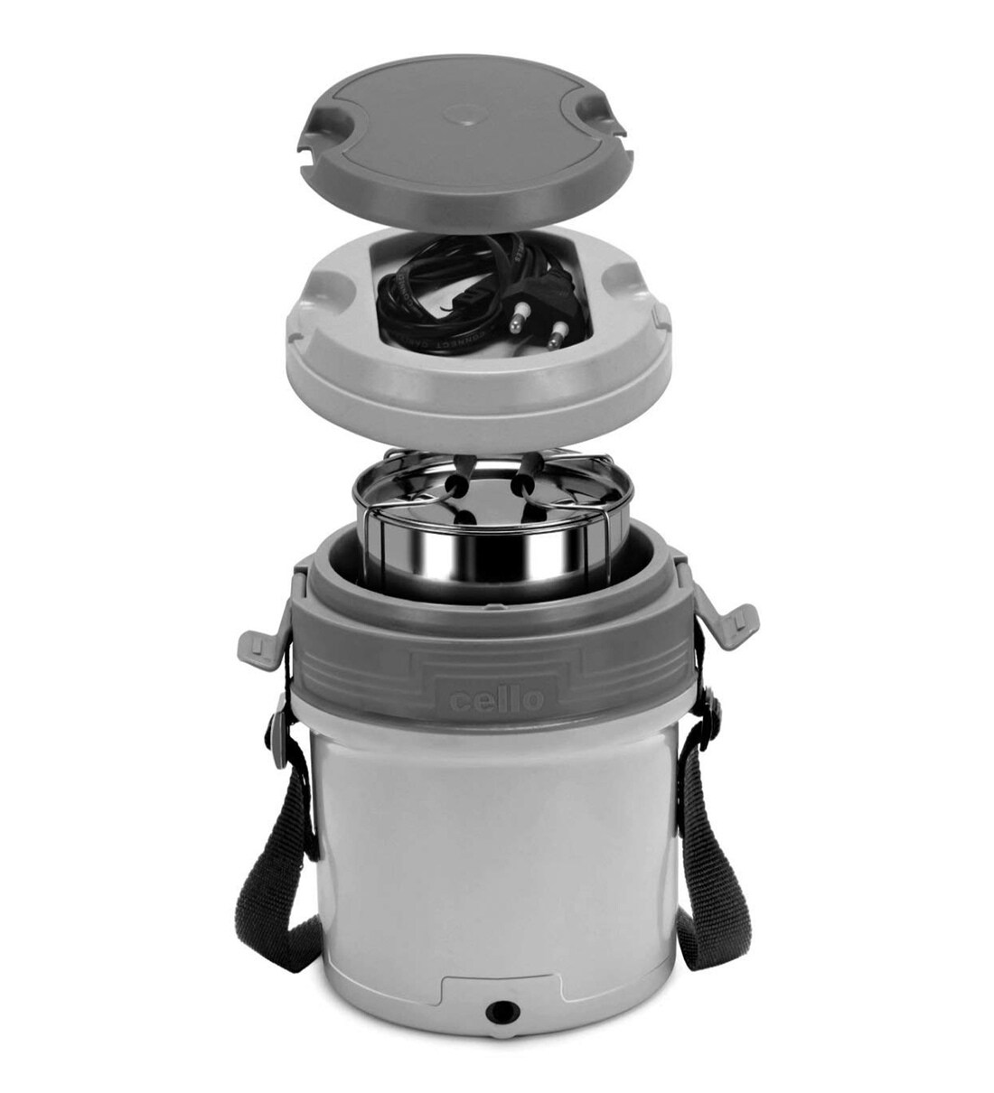 Buy Cello Newton Electric Lunch Box with 4 Containers (Grey) Online