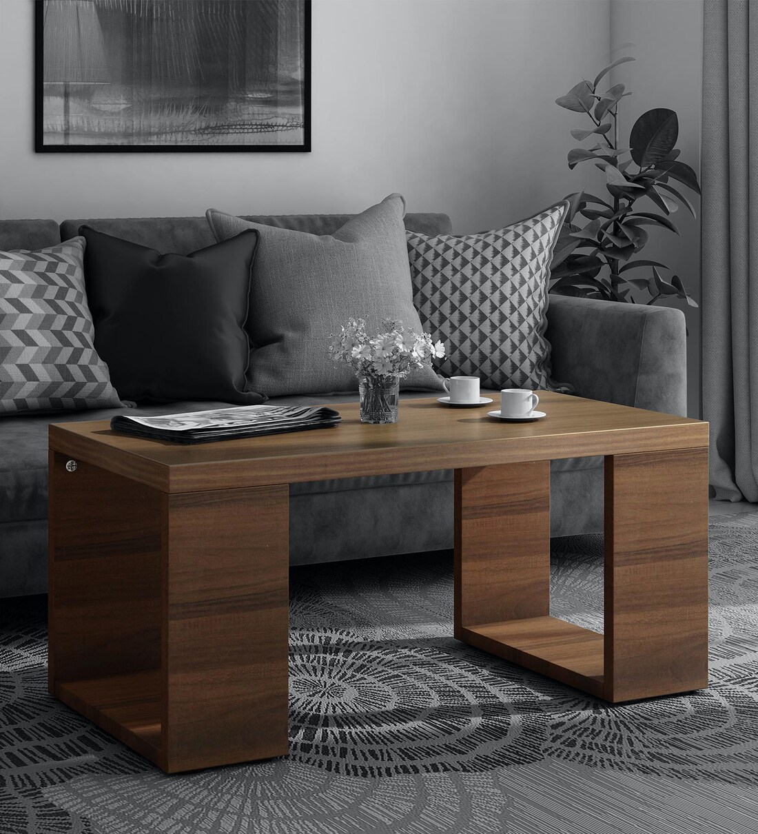 Buy Avril Center Table in Walnut Finish by Crystal Furnitech Online