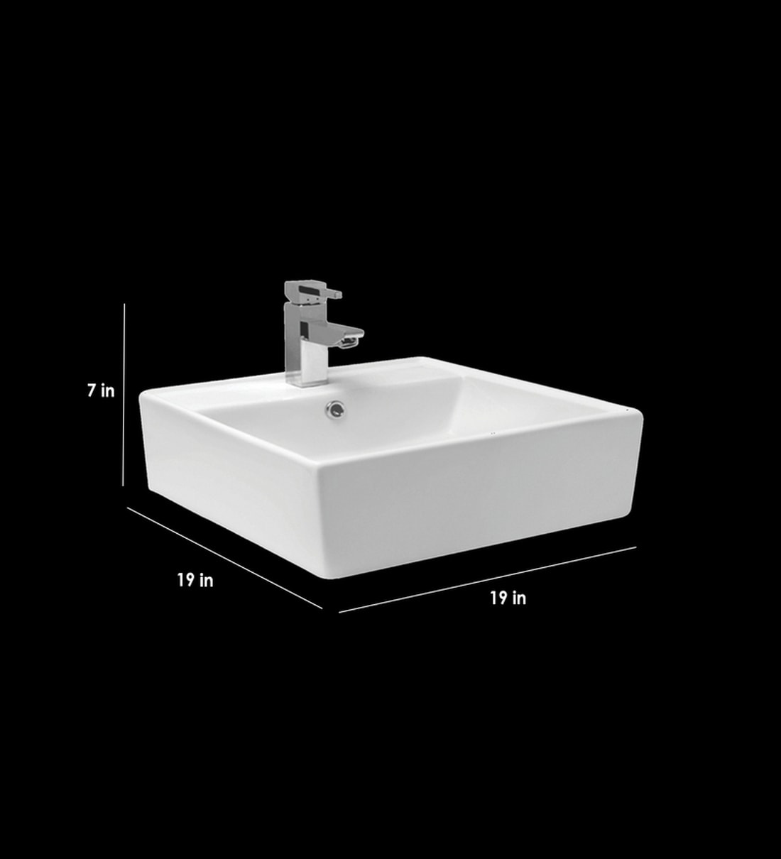 Buy Ceramic Square Shape White Counter Top Wash Basin (H 7, W 18.8, D 18.8 Inches) by CERA
