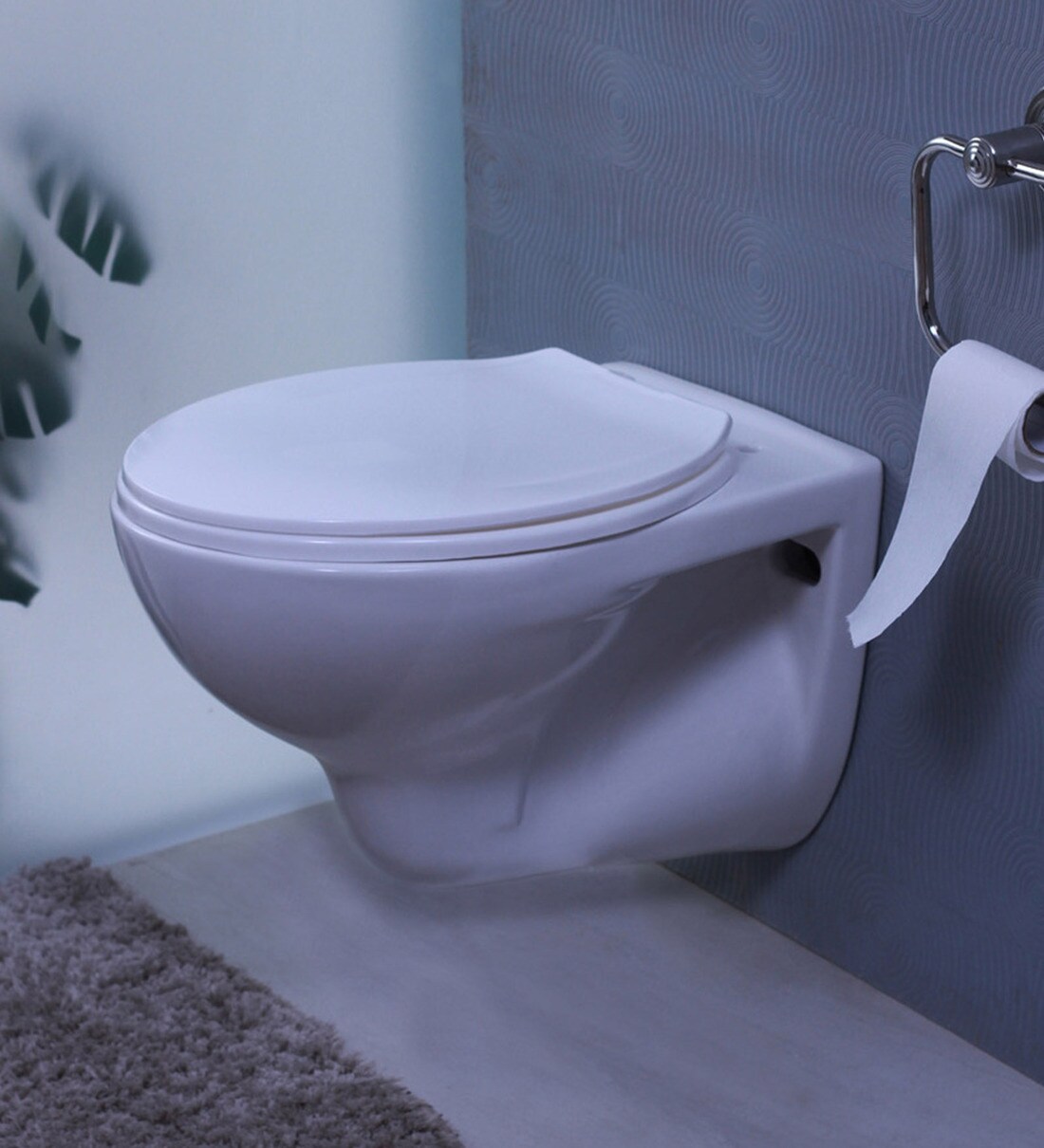 Buy Ceramic White P Trap Wall Mounted Commode (H 13.2W 19.6D 14