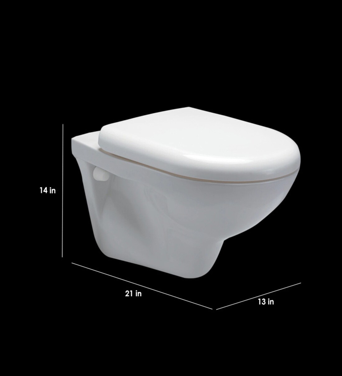 Buy Ceramic White P Trap Wall Mounted Commode (H 13.4W 21.4D 14.4