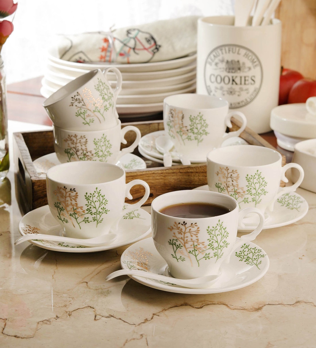 Buy Ceradeco Ceramic Cups & Saucers, 200 ML Set of 12 Online Ceramic and Stoneware Cups