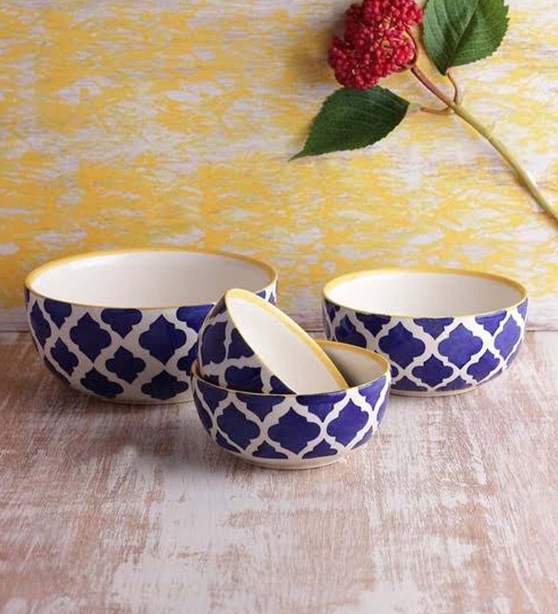 Buy 1 Litre Ceramic Serving Bowls Set of 4 by VarEesha Online Serving