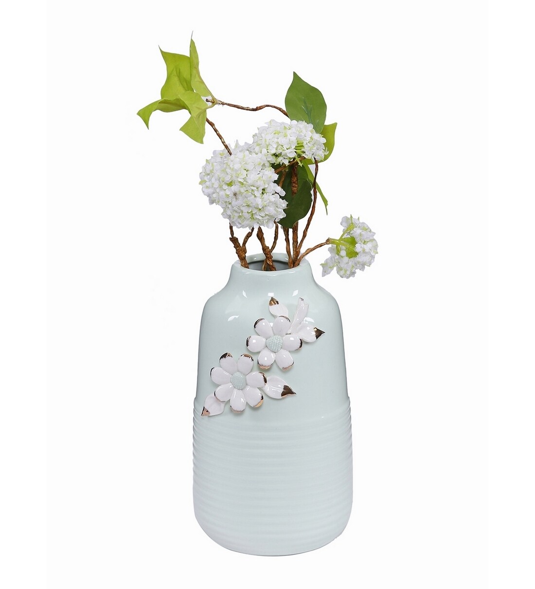 Buy Ceramic White Flower Vase by Aapno Rajasthan Online Modern and